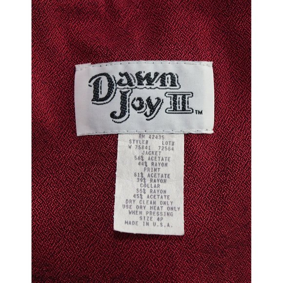 Black Wine Jumpsuit, with Cropped Jacket, Jaquard Floral Pattern, by Dawn Joy II - Picture 8 of 10